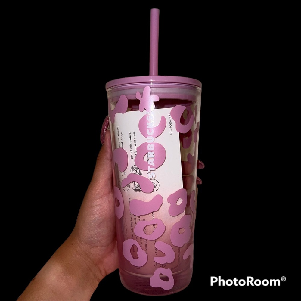 Starbucks Clear Pink Cheetah Tumbler
